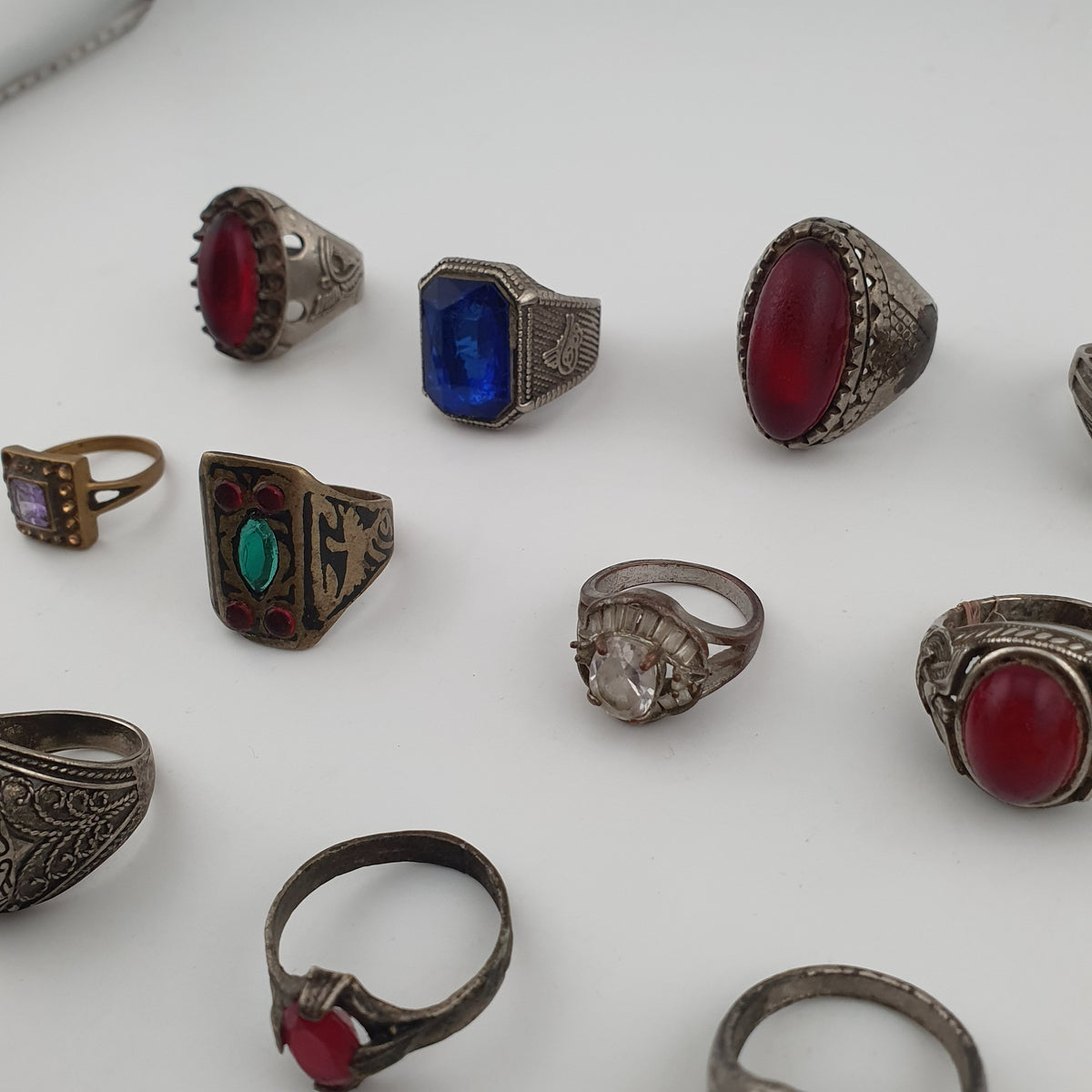 Antique Rustic Boho Brass  15 Lot Ring Collection