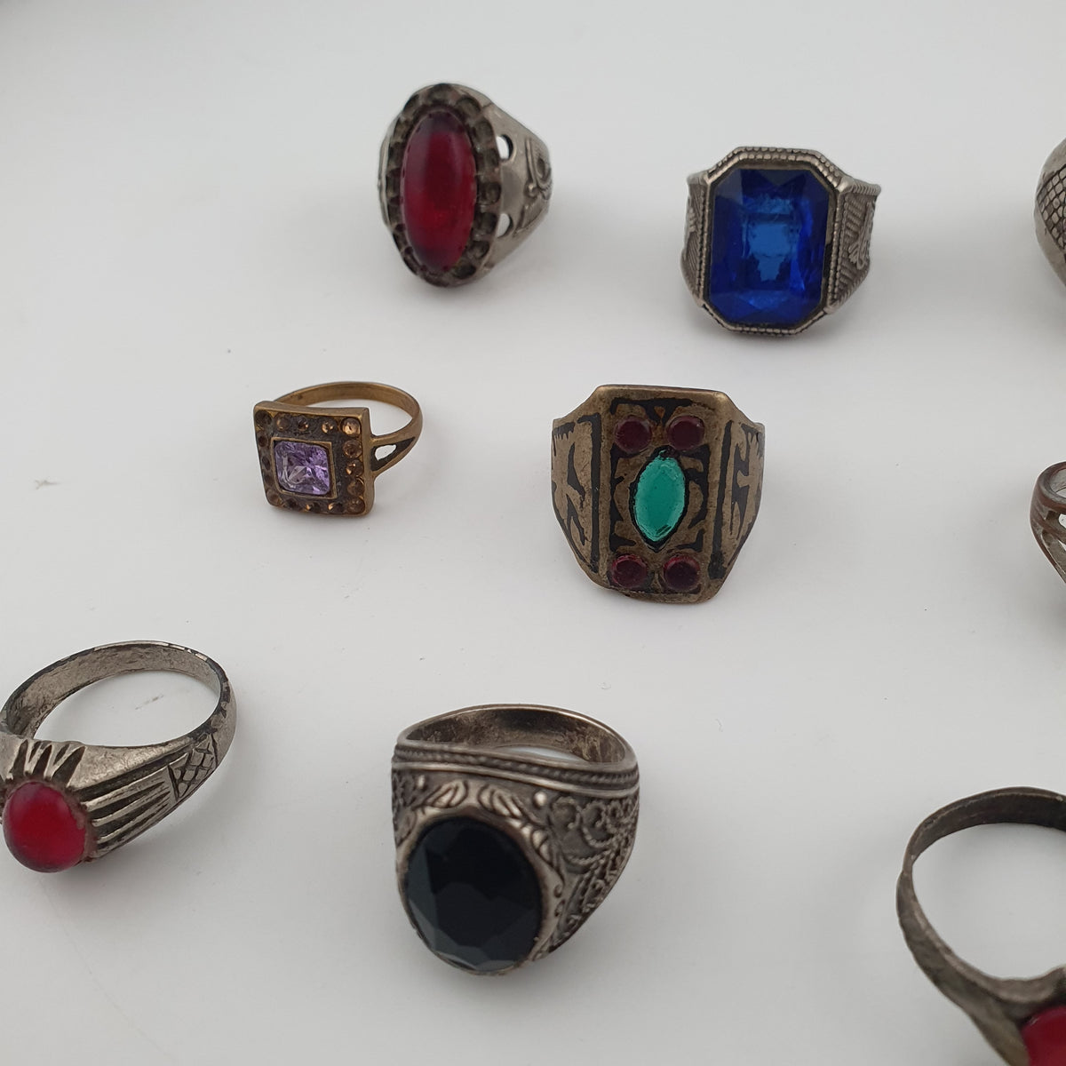 Antique Rustic Boho Brass  15 Lot Ring Collection