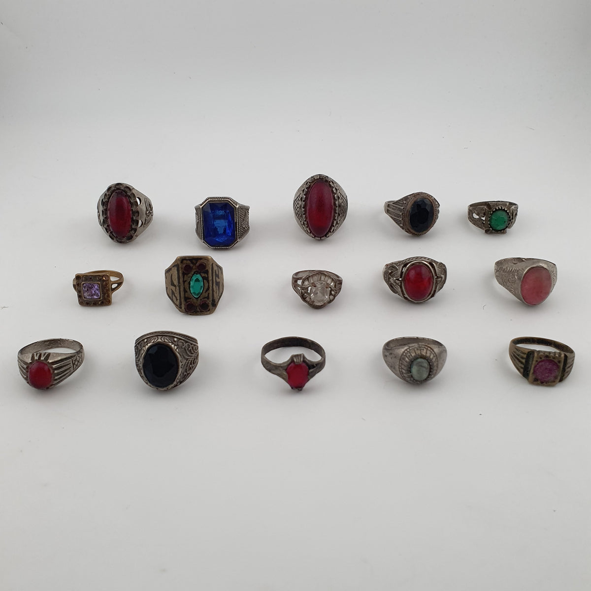 Antique Rustic Boho Brass  15 Lot Ring Collection