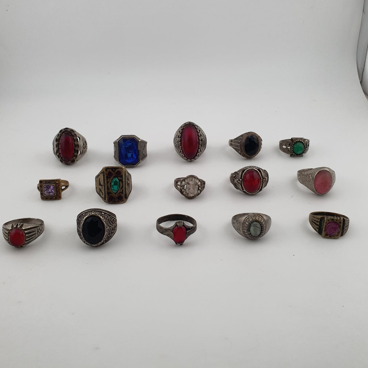Antique Rustic Boho Brass  15 Lot Ring Collection