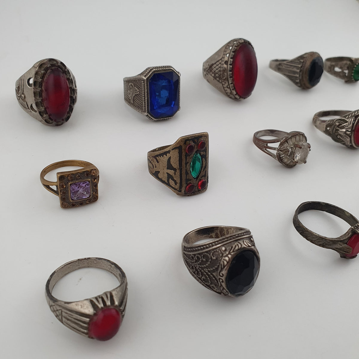 Antique Rustic Boho Brass  15 Lot Ring Collection