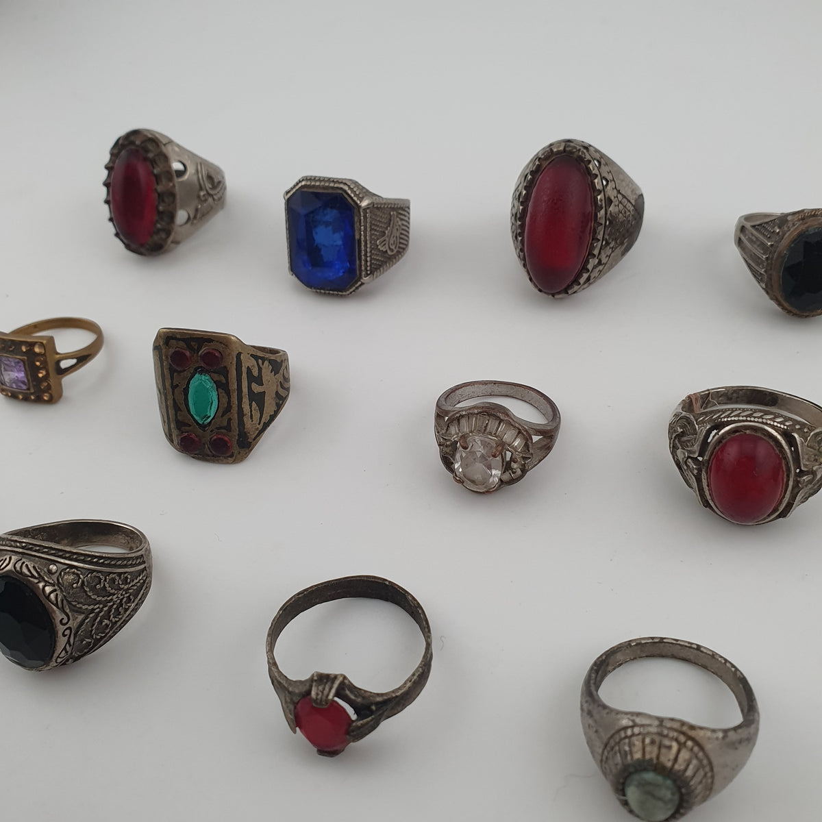 Antique Rustic Boho Brass  15 Lot Ring Collection