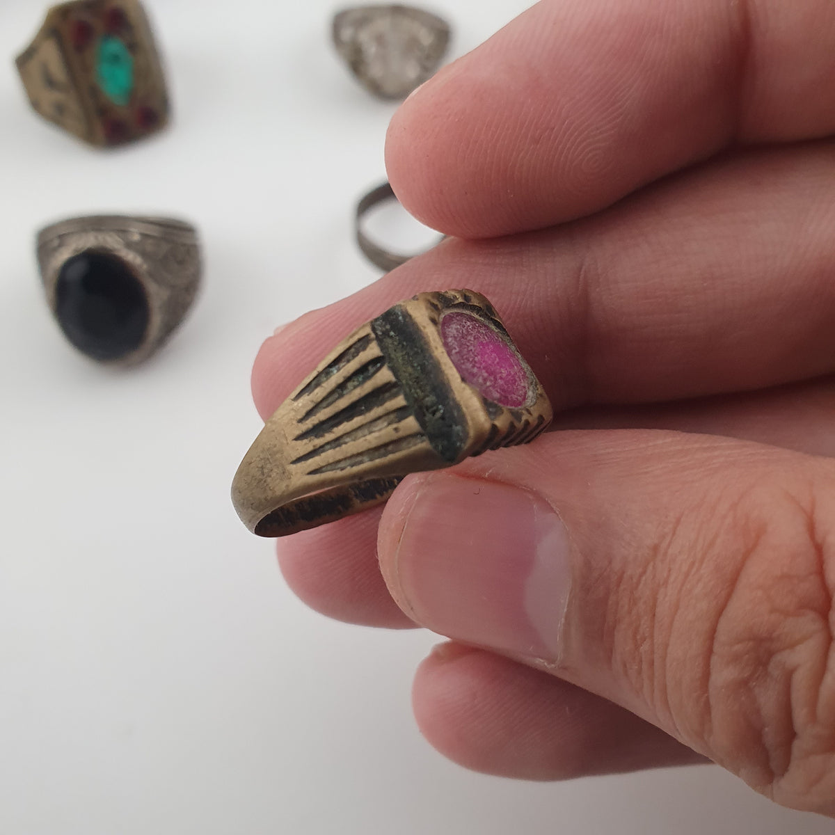 Antique Rustic Boho Brass  15 Lot Ring Collection