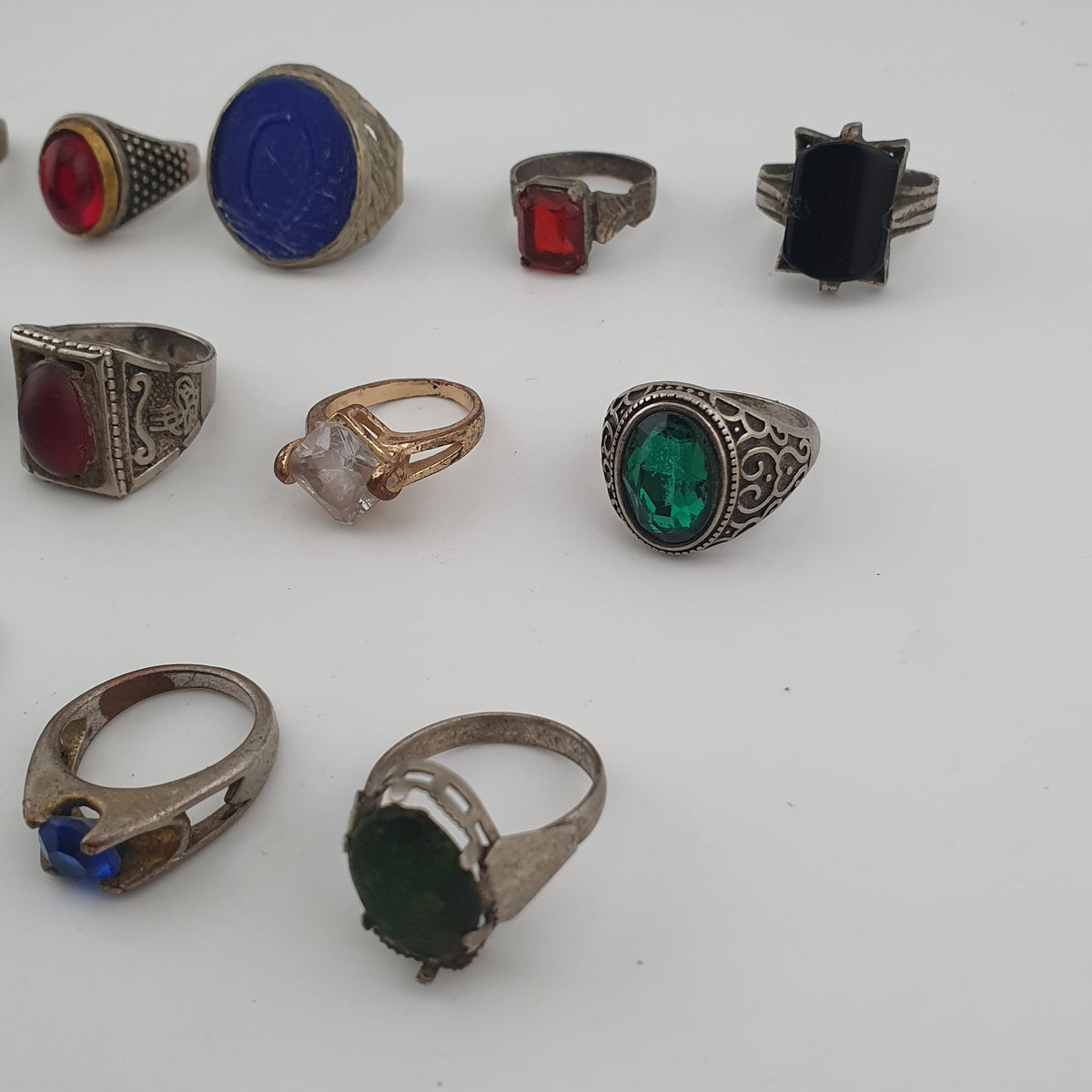 Antique Rustic Handmade Brass Rings with Traditional Stone & Glass