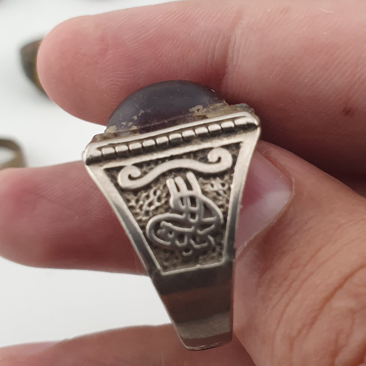 Antique Rustic Handmade Brass Rings with Traditional Stone & Glass