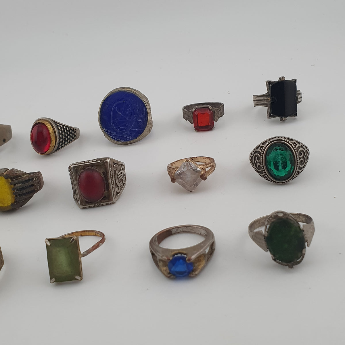 Antique Rustic Handmade Brass Rings with Traditional Stone & Glass