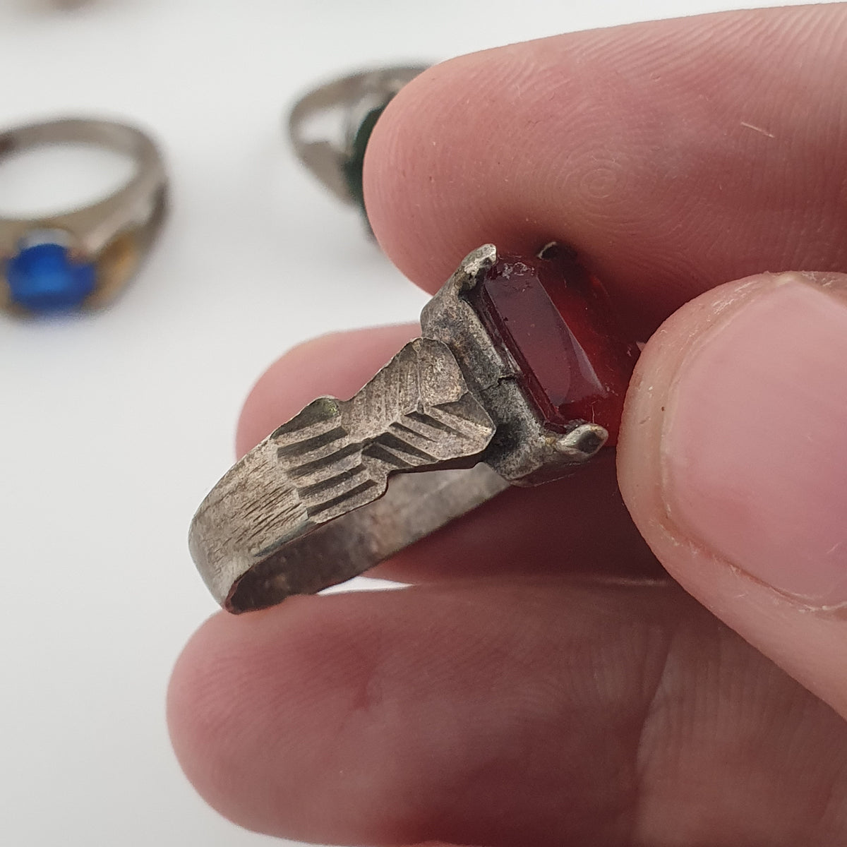 Antique Rustic Handmade Brass Rings with Traditional Stone & Glass