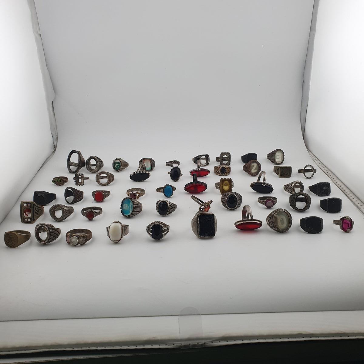 Antique Style Lot of 49 Damaged Brass Rings Missing Stones