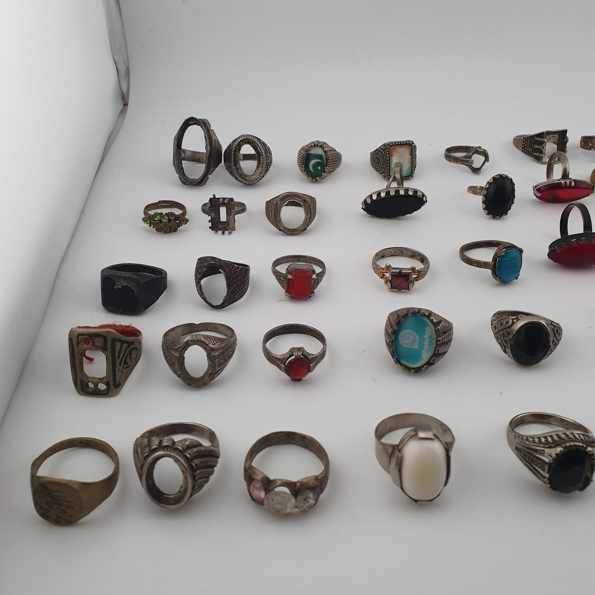 Antique Style Lot of 49 Damaged Brass Rings Missing Stones