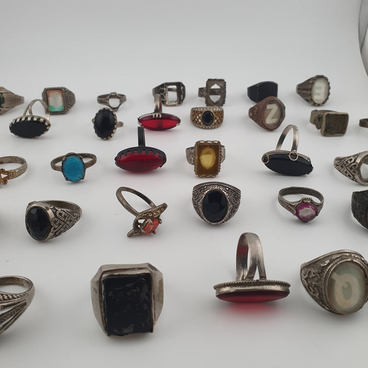 Antique Style Lot of 49 Damaged Brass Rings Missing Stones