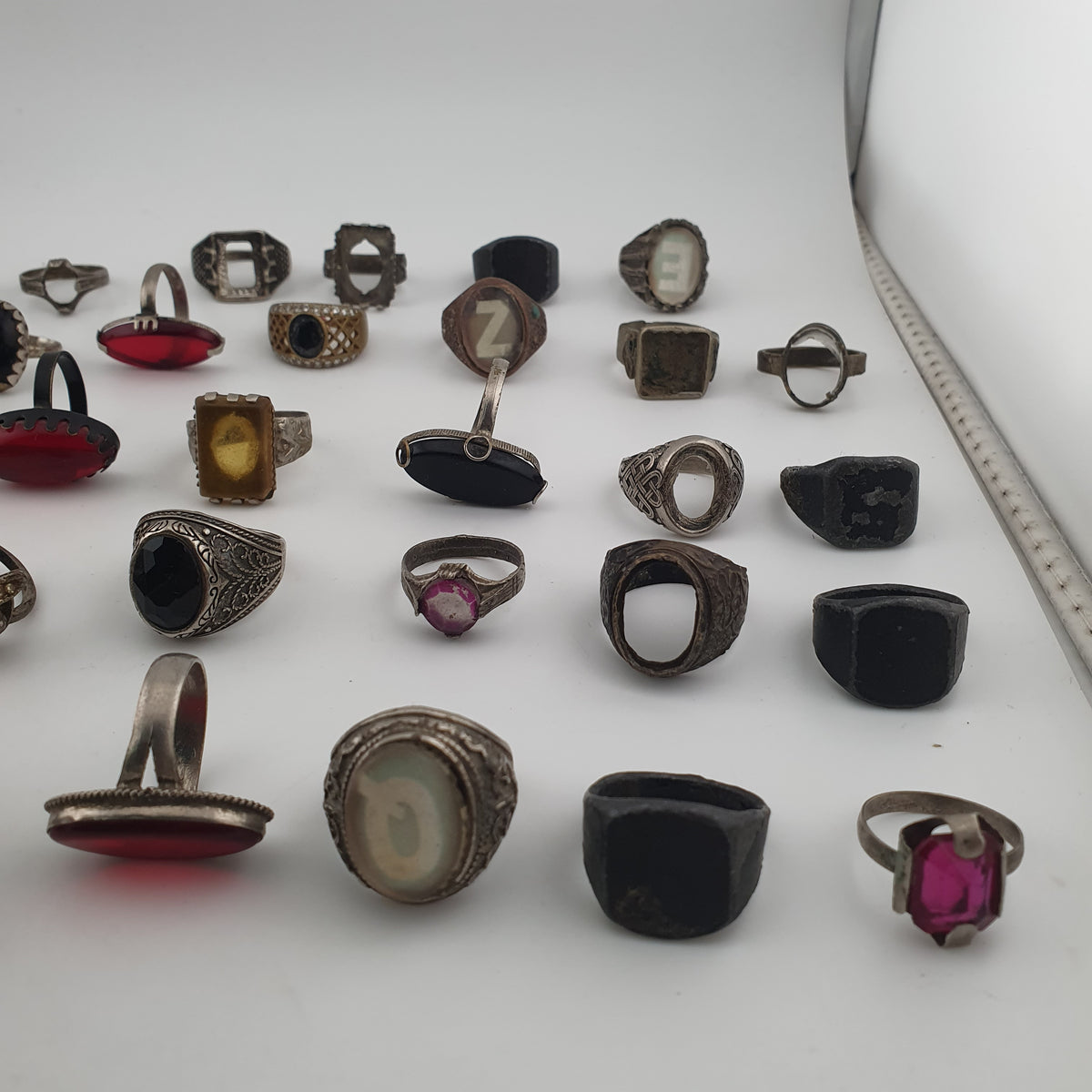 Antique Style Lot of 49 Damaged Brass Rings Missing Stones