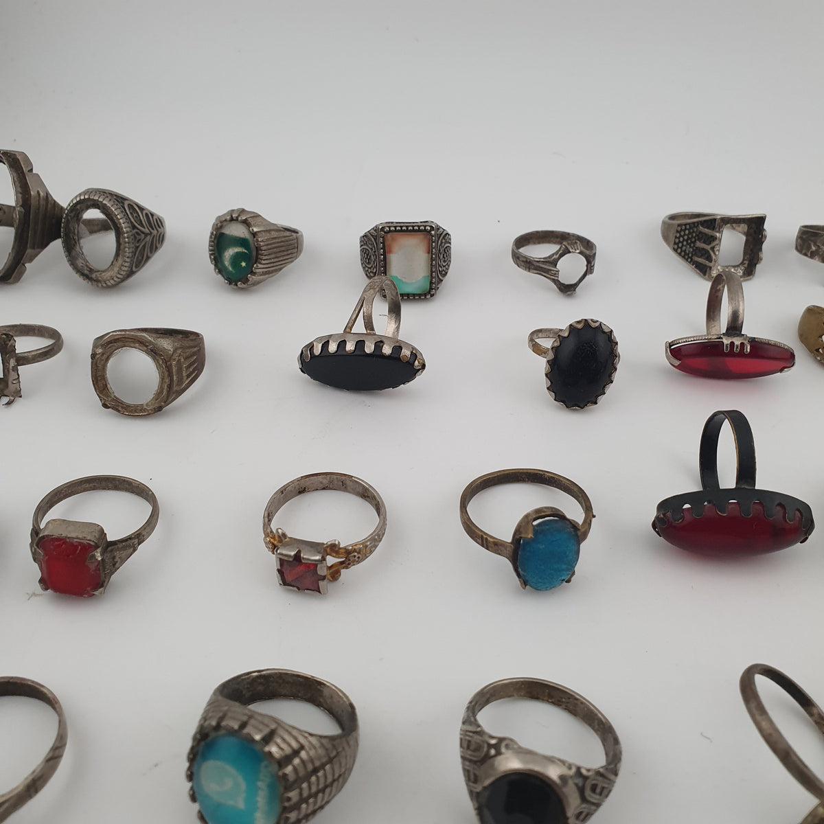 Antique Style Lot of 49 Damaged Brass Rings Missing Stones