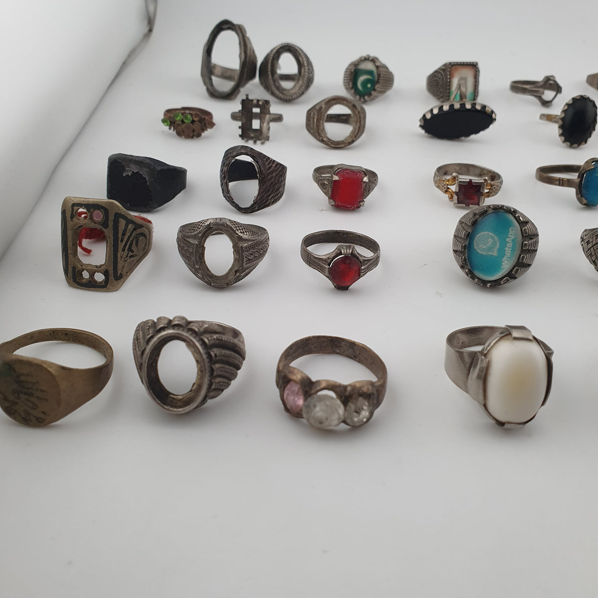 Antique Style Lot of 49 Damaged Brass Rings Missing Stones