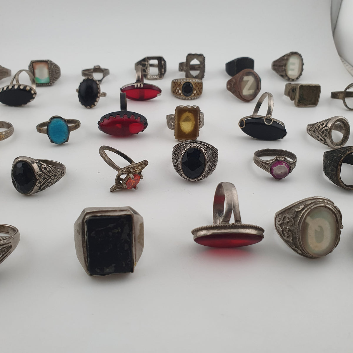 Antique Style Lot of 49 Damaged Brass Rings Missing Stones