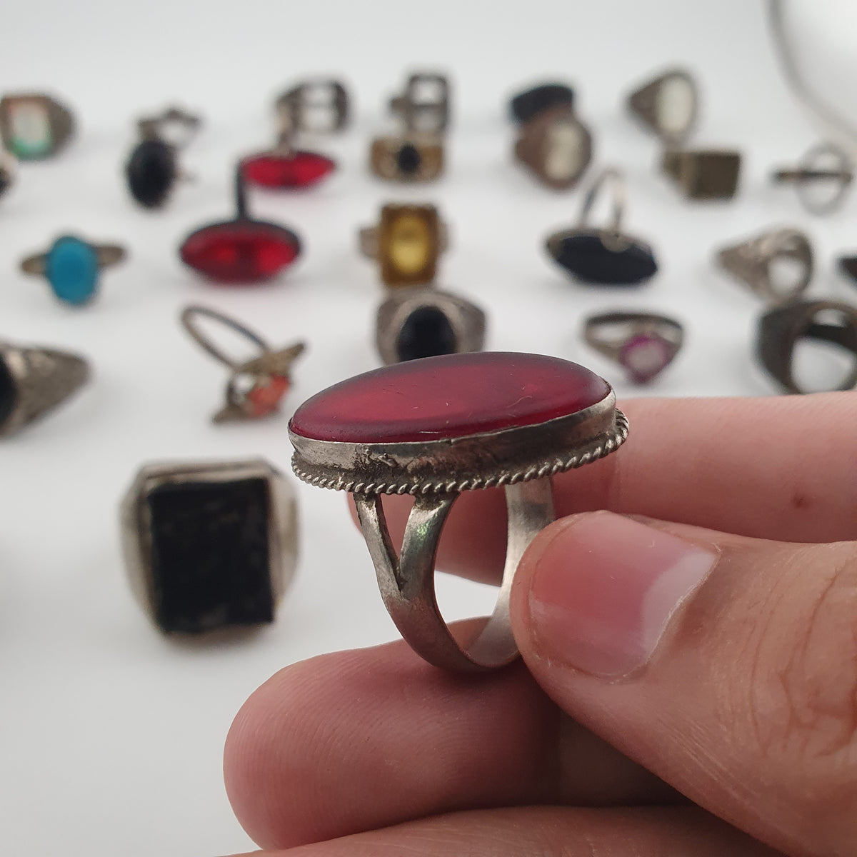 Antique Style Lot of 49 Damaged Brass Rings Missing Stones