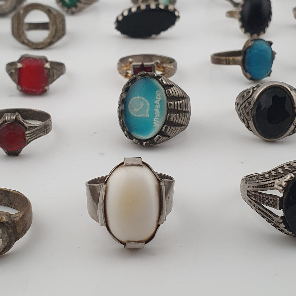 Antique Style Lot of 49 Damaged Brass Rings Missing Stones