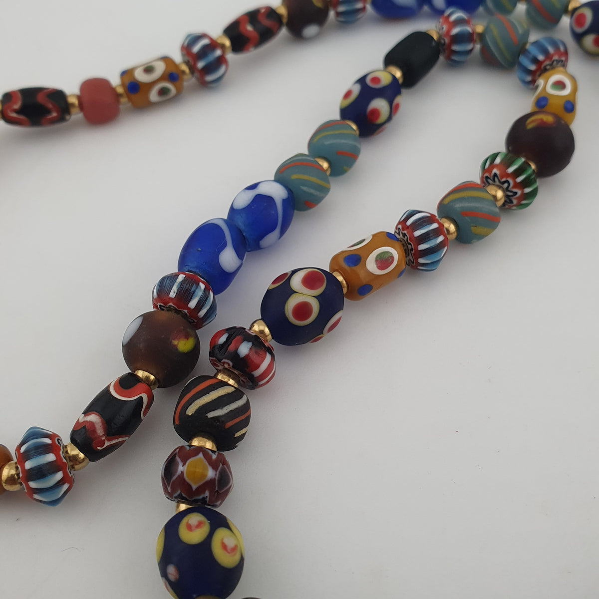 Vintage Venetian Style Mix Glass Beads With Old Face Glass Pendant Necklace