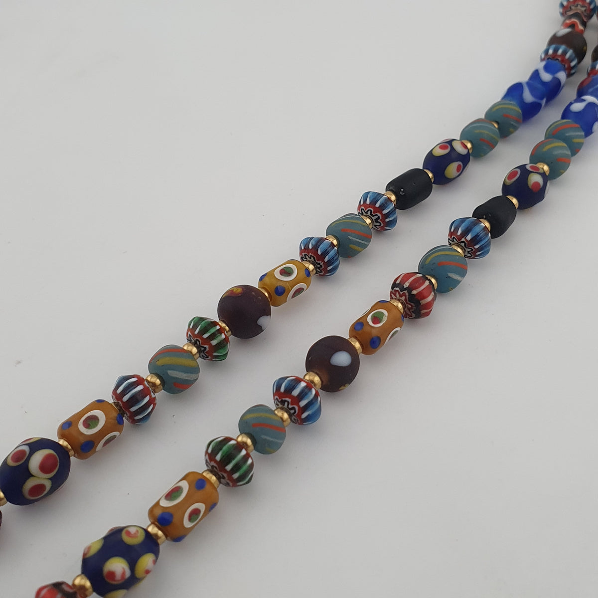 Vintage Venetian Style Mix Glass Beads With Old Face Glass Pendant Necklace
