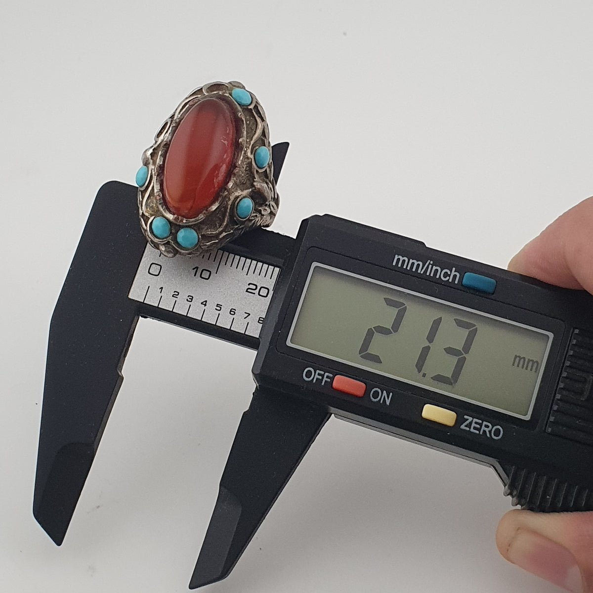 Antique Red Zirconia Ring  Rustic Brass Statement Jewellery