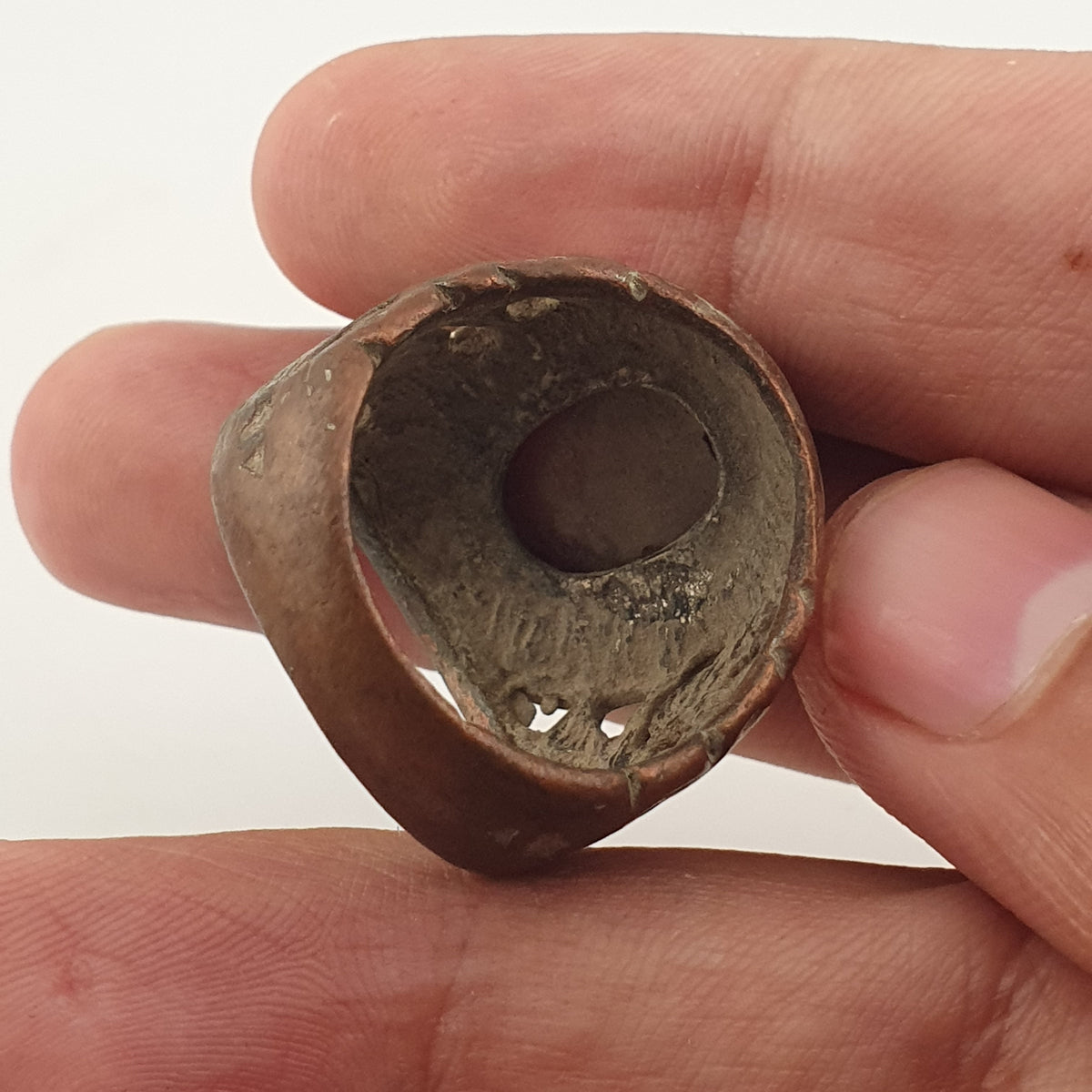 Ancient Brass Red CZ Ring  Rustic Collectible Jewellery