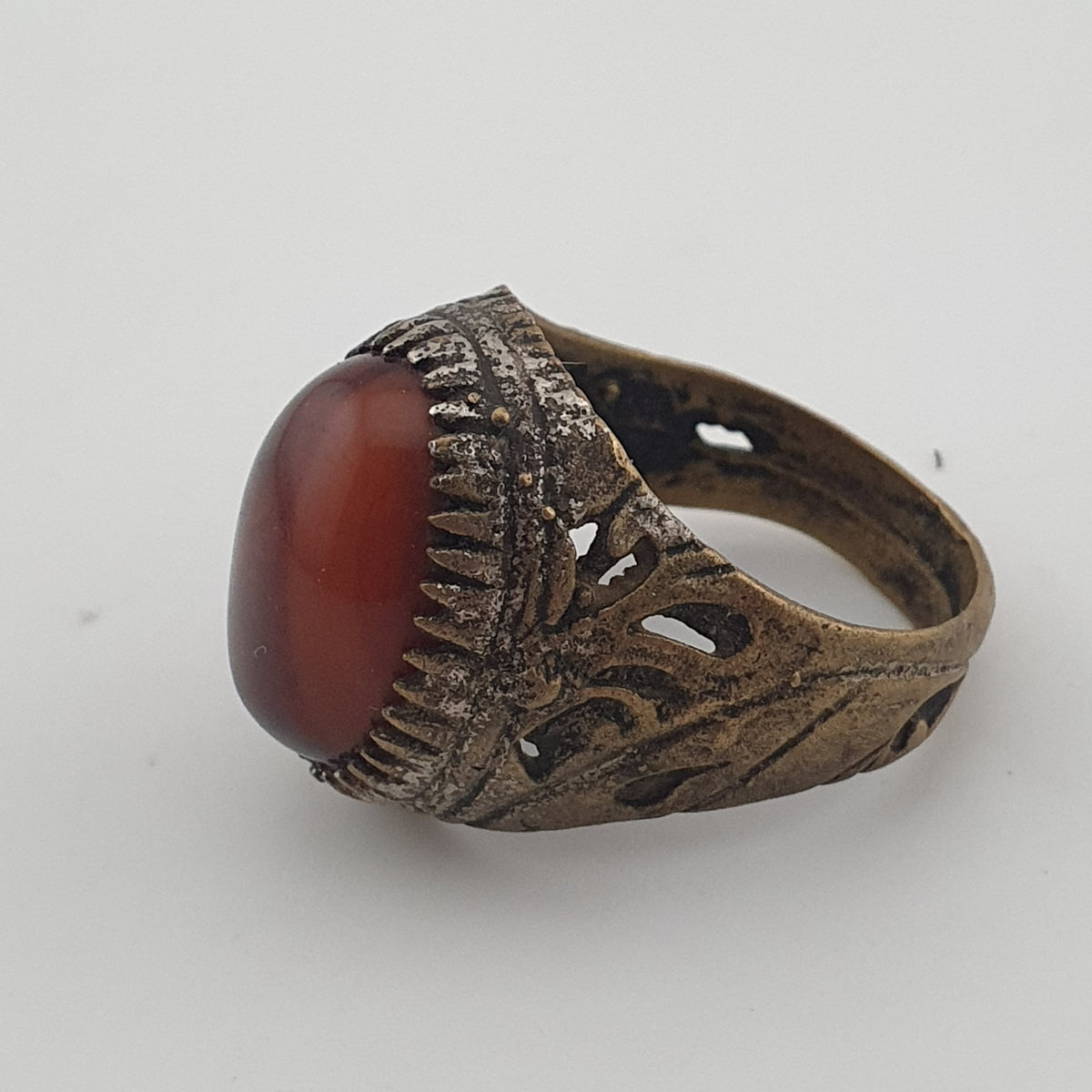 Ancient Brass Handmade With  Eyes Agate Gemstone Ring
