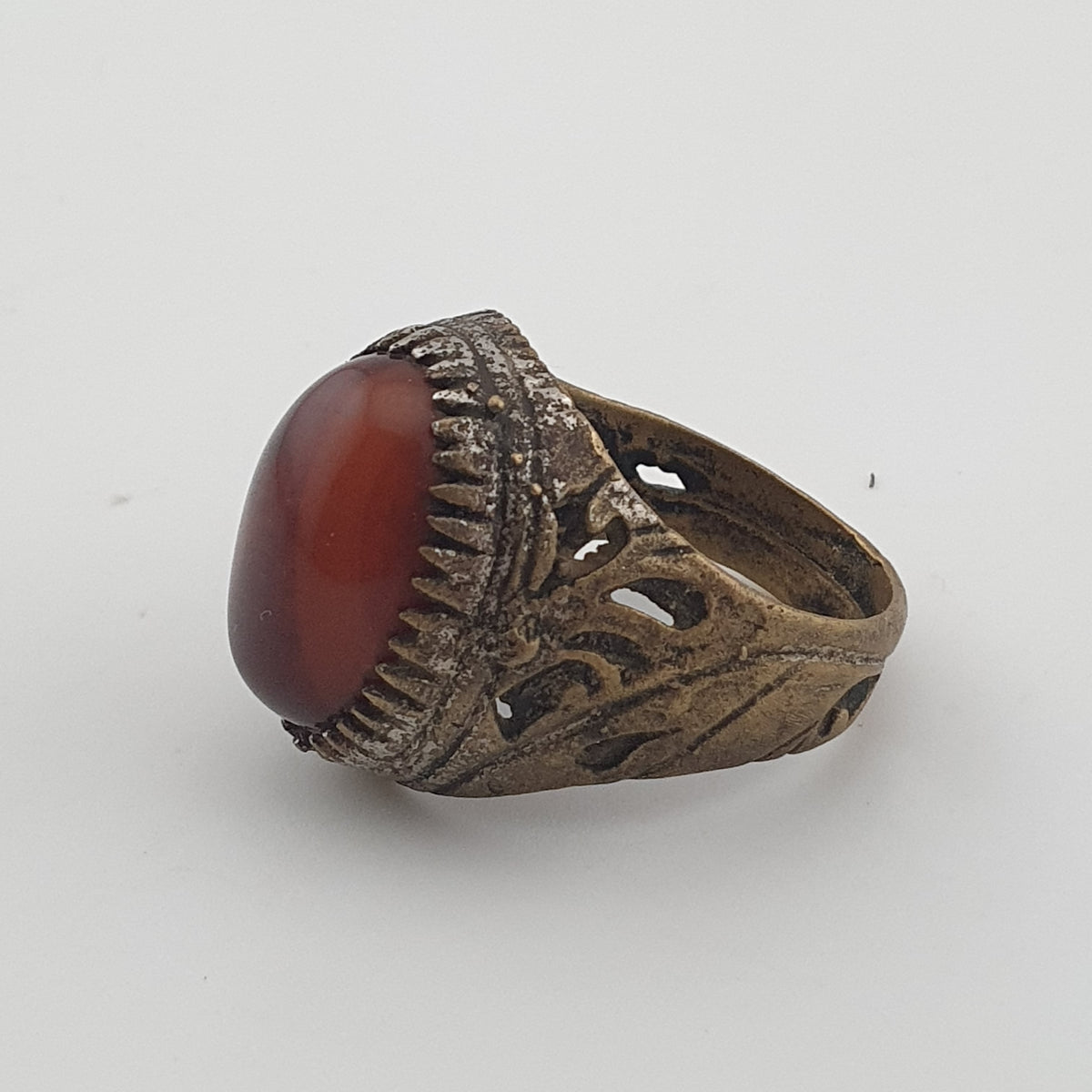 Ancient Brass Handmade With  Eyes Agate Gemstone Ring
