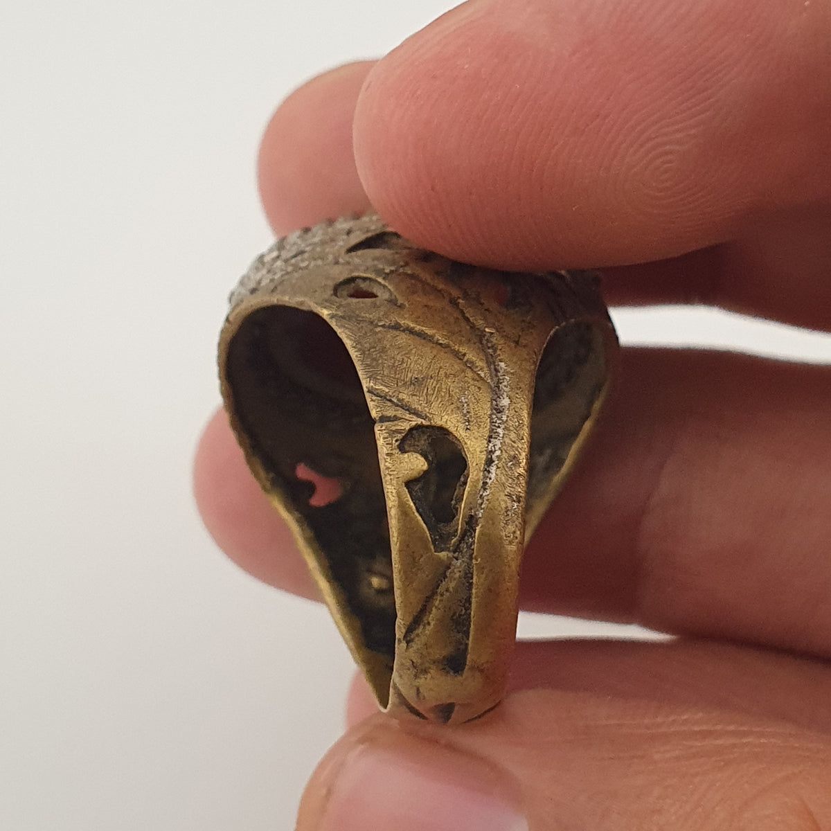 Ancient Brass Handmade With  Eyes Agate Gemstone Ring