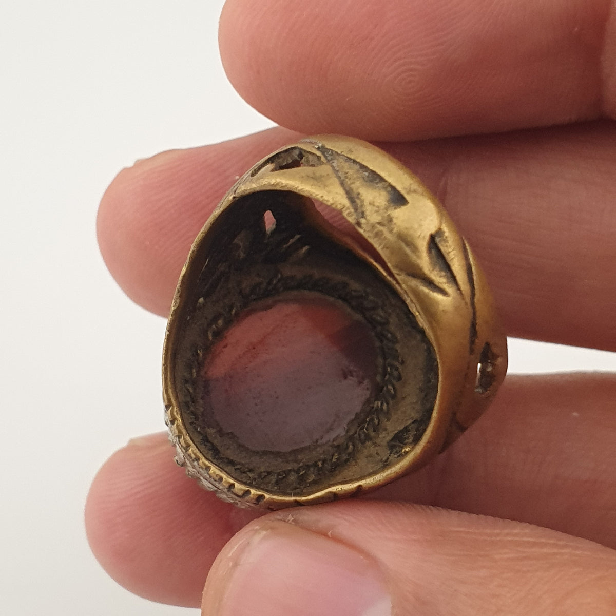Ancient Brass Handmade With  Eyes Agate Gemstone Ring
