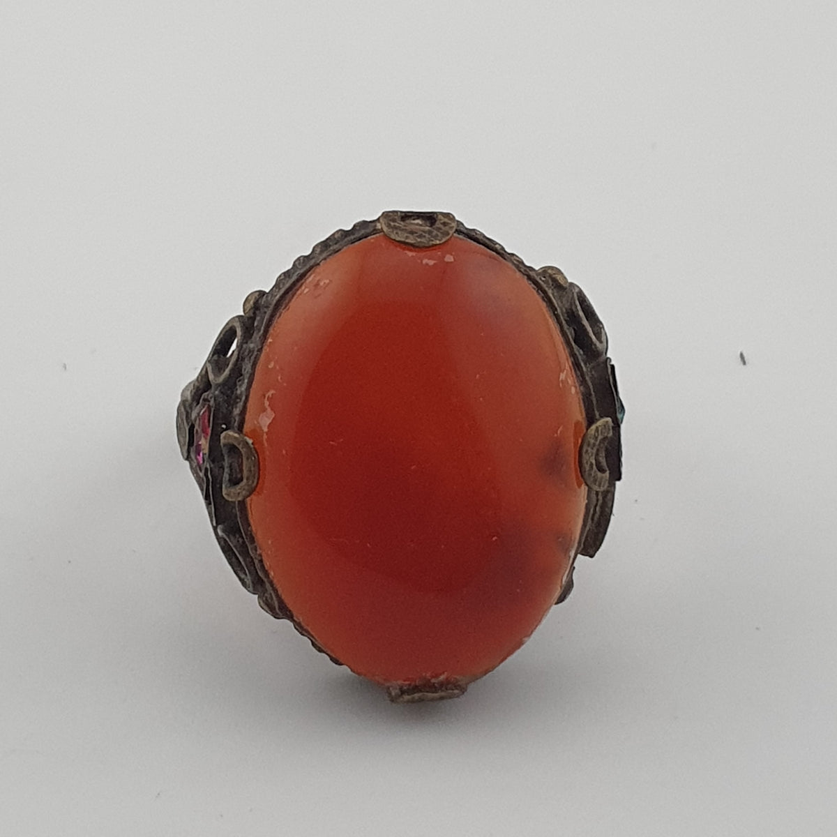 Amtique Handmade Brass & Agate Ring