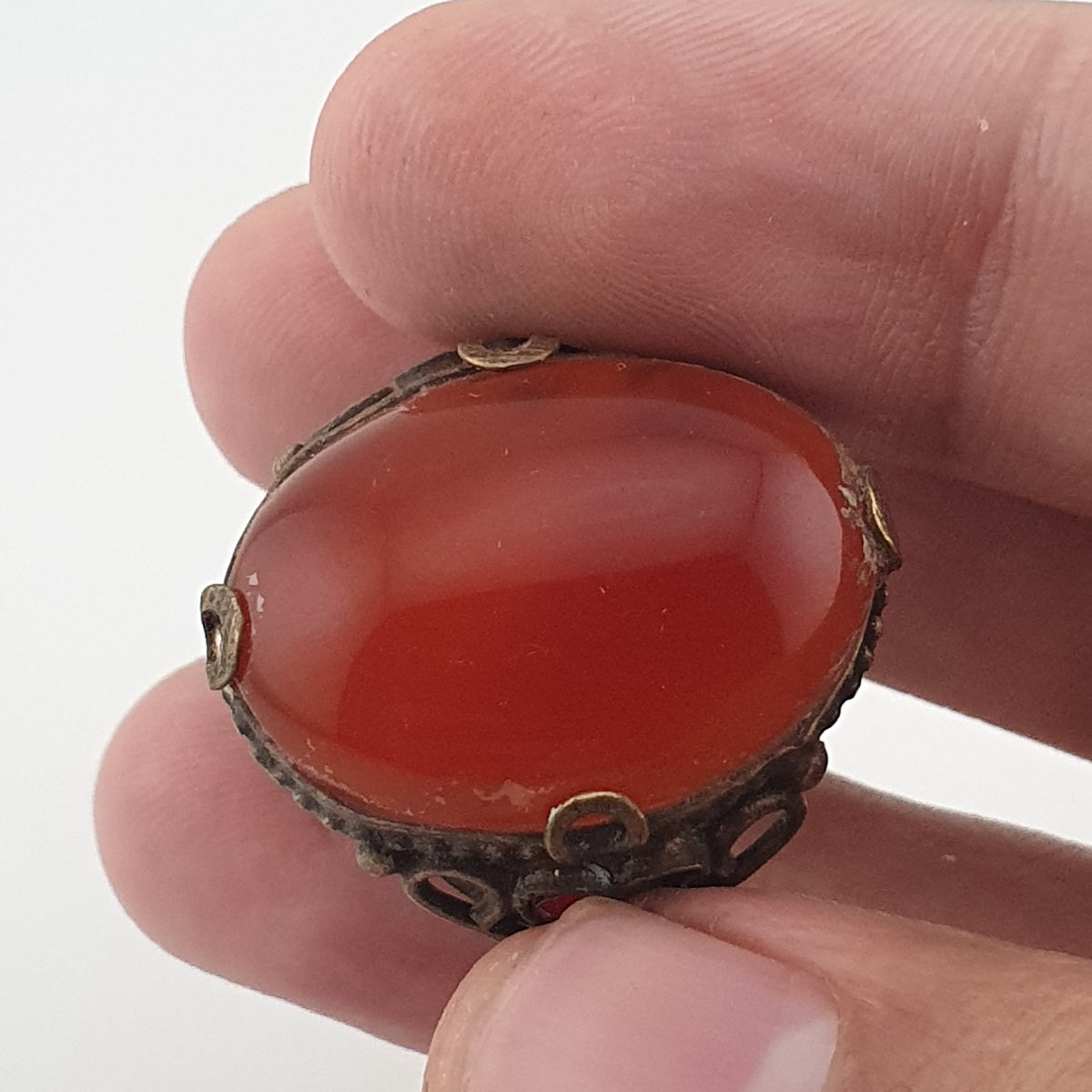 Amtique Handmade Brass & Agate Ring