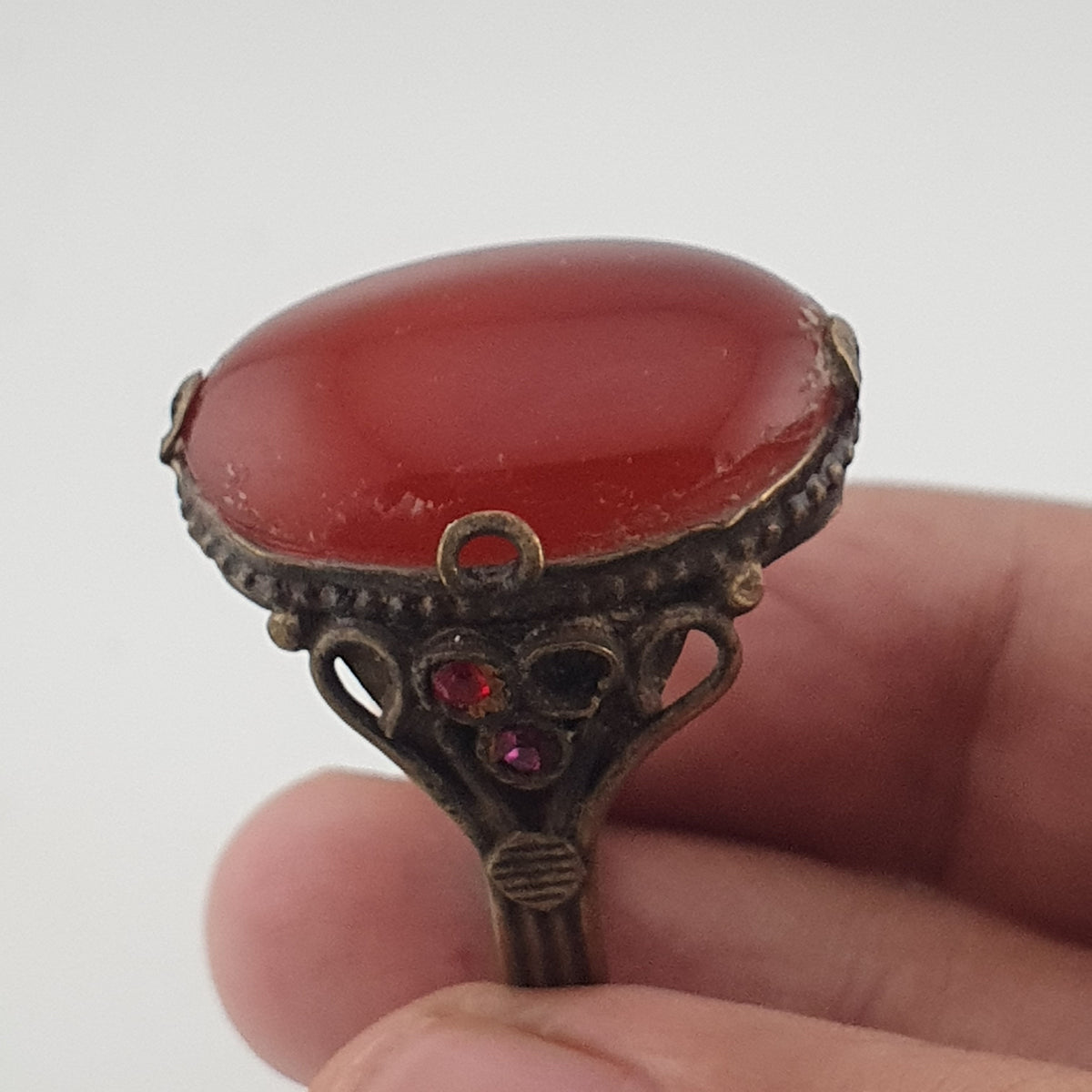 Amtique Handmade Brass & Agate Ring