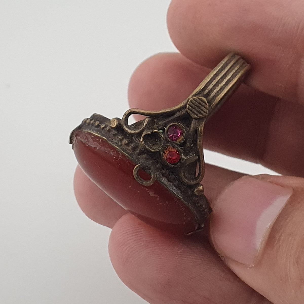 Amtique Handmade Brass & Agate Ring
