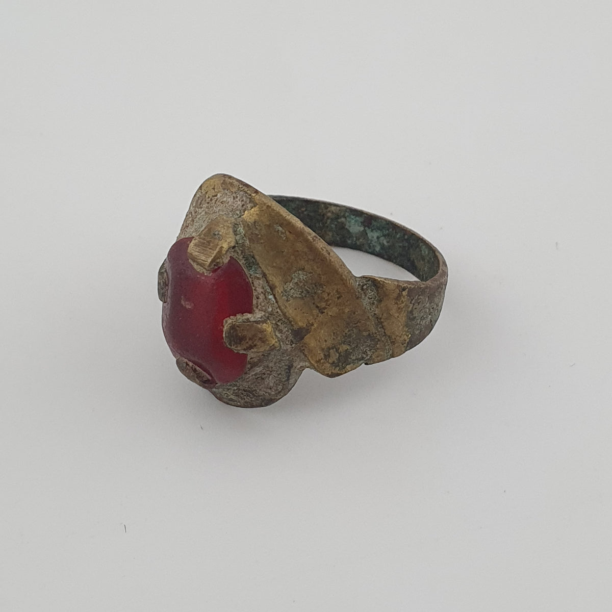 Ancient Style Handmade Brass Ring with Cubic Zirconia