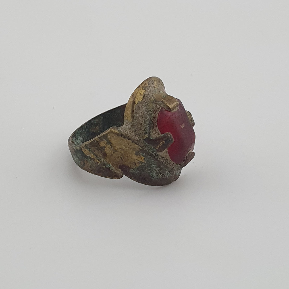Ancient Style Handmade Brass Ring with Cubic Zirconia