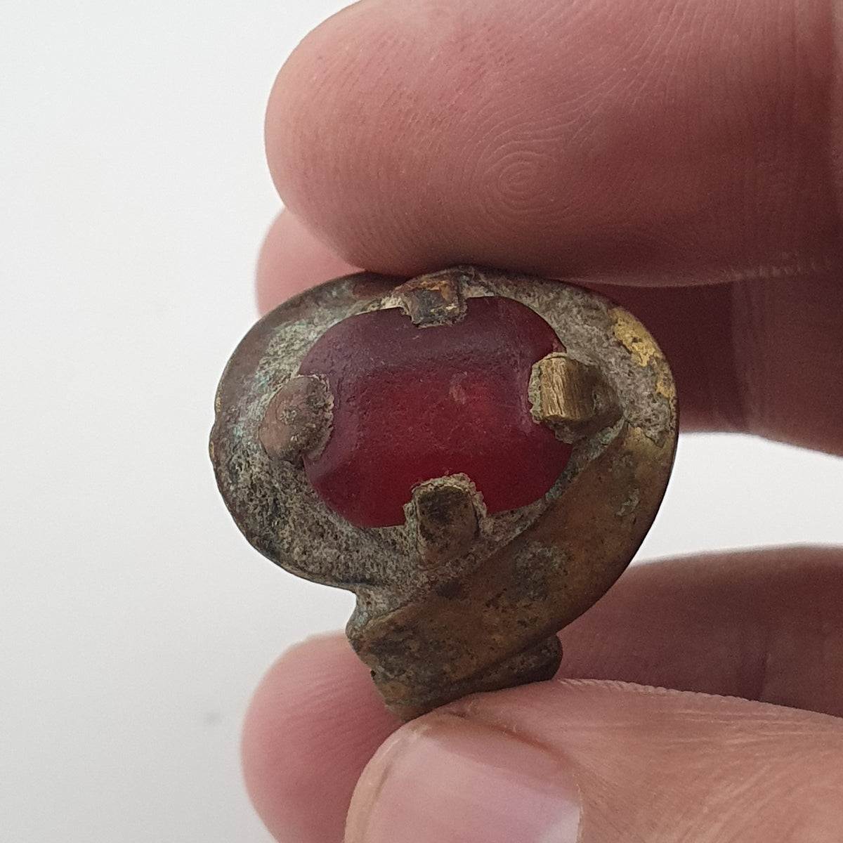 Ancient Style Handmade Brass Ring with Cubic Zirconia
