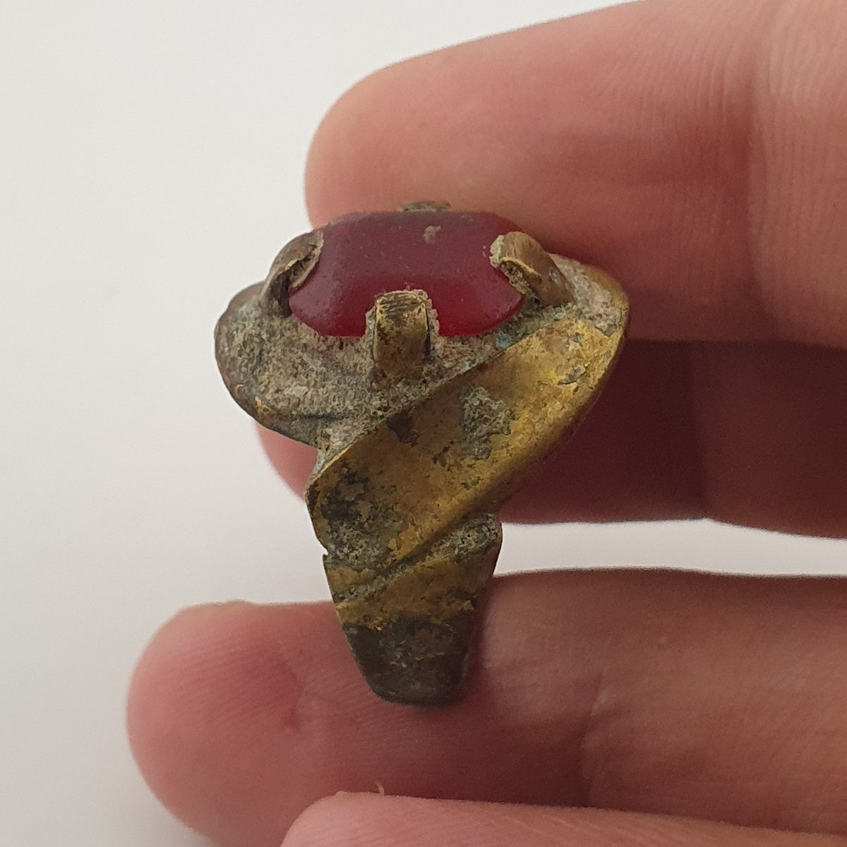 Ancient Style Handmade Brass Ring with Cubic Zirconia