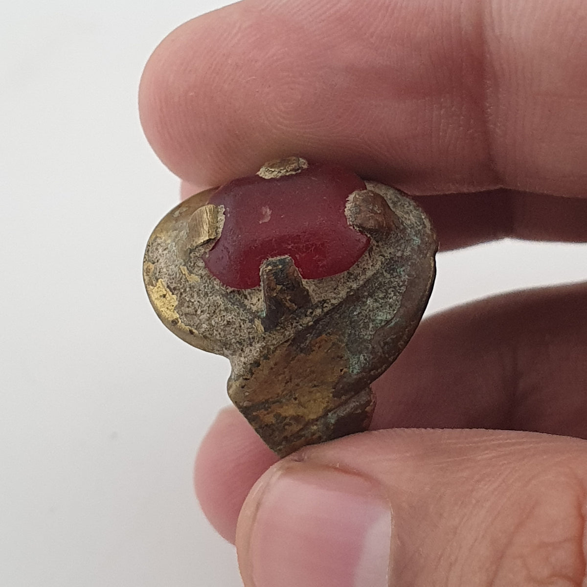 Ancient Style Handmade Brass Ring with Cubic Zirconia