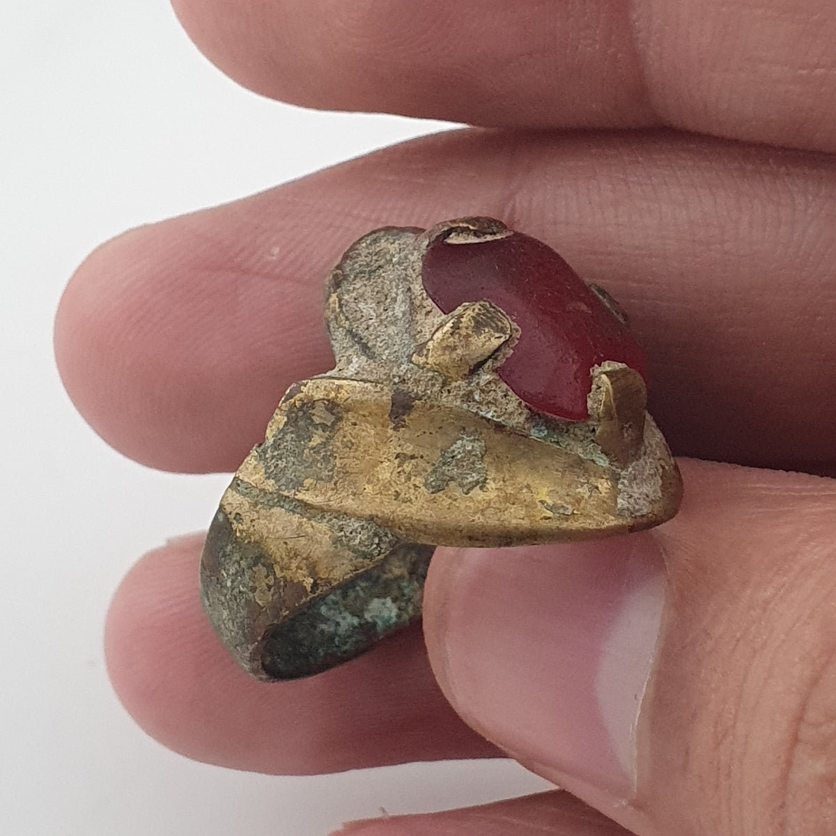 Ancient Style Handmade Brass Ring with Cubic Zirconia