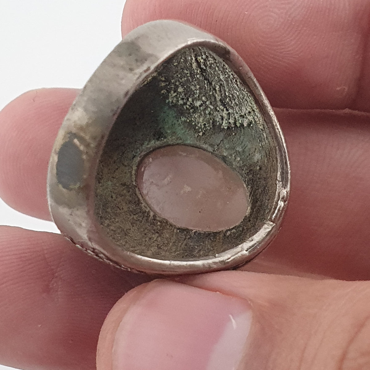 Old World Rustic Brass Ring with Natural Jade Stone