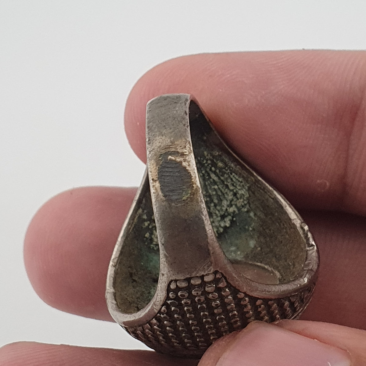 Old World Rustic Brass Ring with Natural Jade Stone