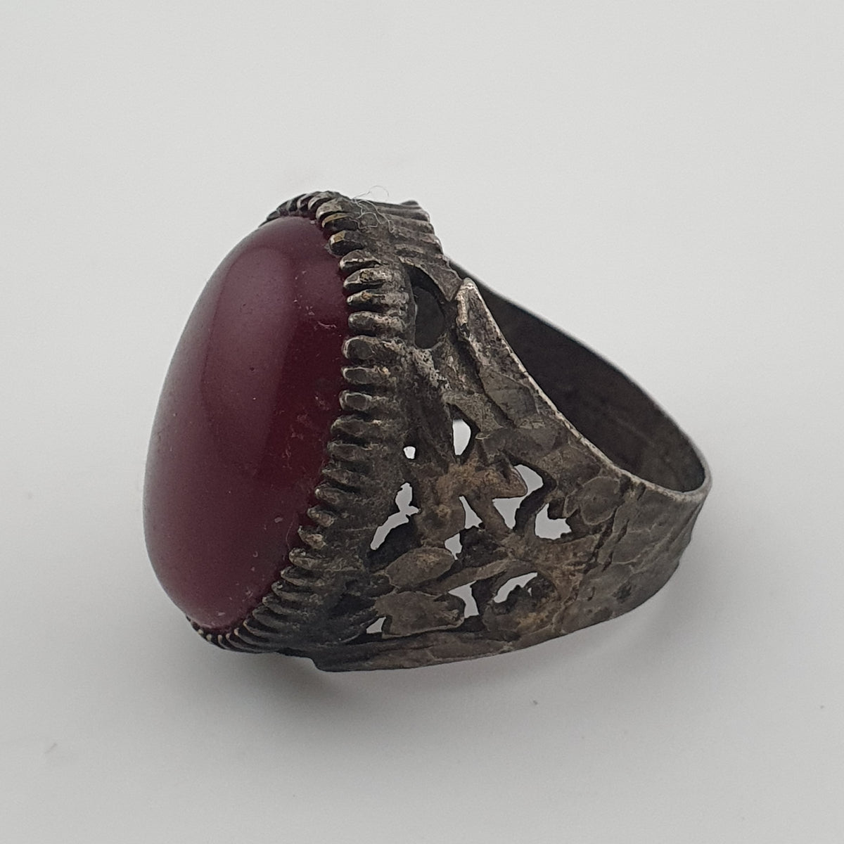 Ancient Rustic Heritage Agate Stone Ring Traditional Brass Design