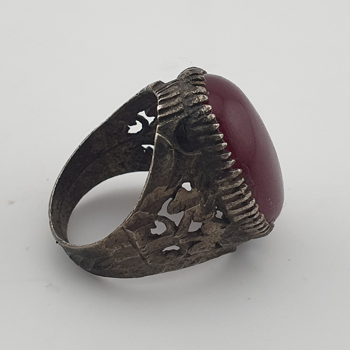 Ancient Rustic Heritage Agate Stone Ring Traditional Brass Design