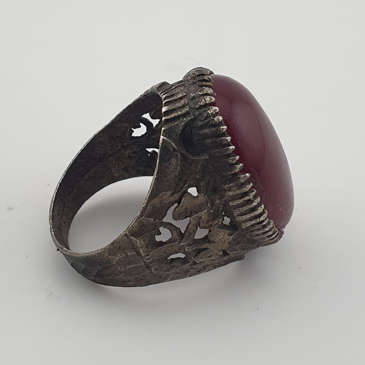 Ancient Rustic Heritage Agate Stone Ring Traditional Brass Design