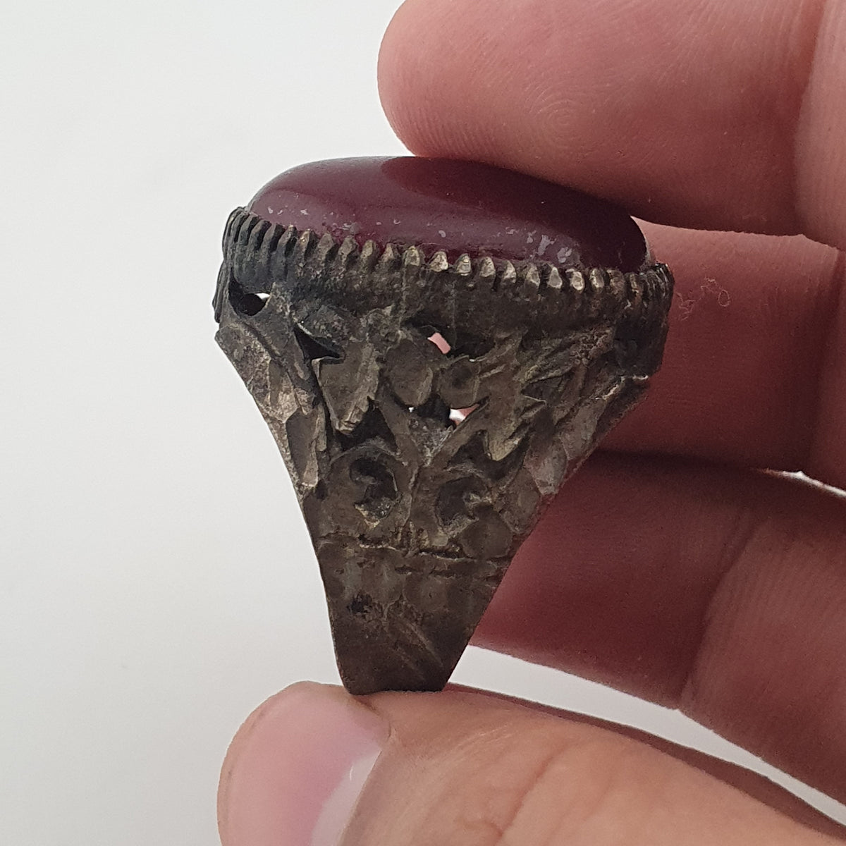 Ancient Rustic Heritage Agate Stone Ring Traditional Brass Design
