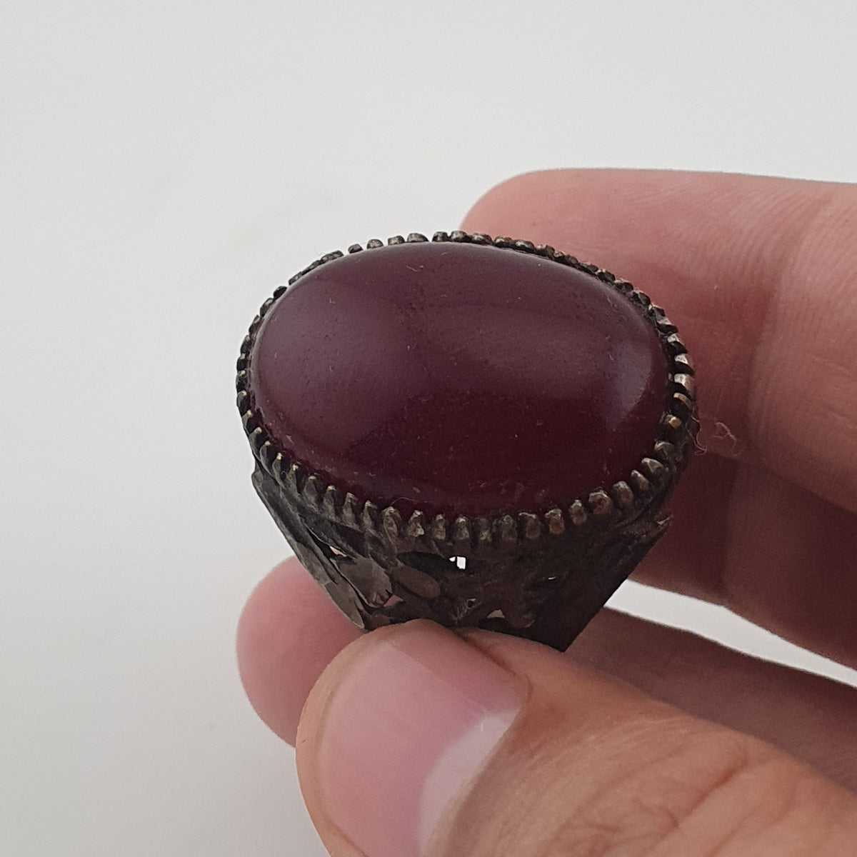 Ancient Rustic Heritage Agate Stone Ring Traditional Brass Design