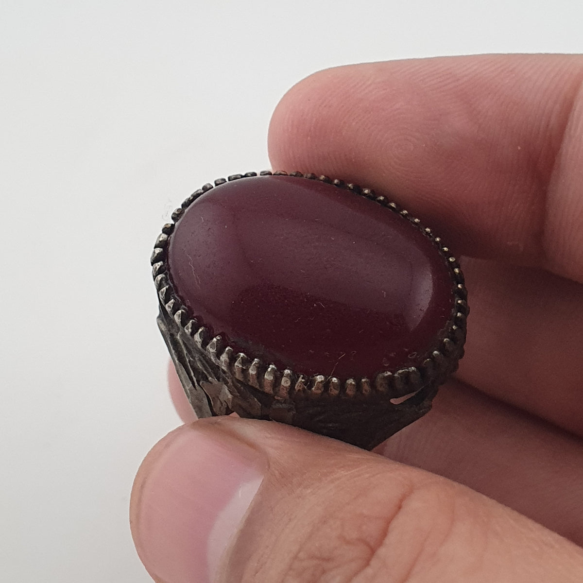 Ancient Rustic Heritage Agate Stone Ring Traditional Brass Design