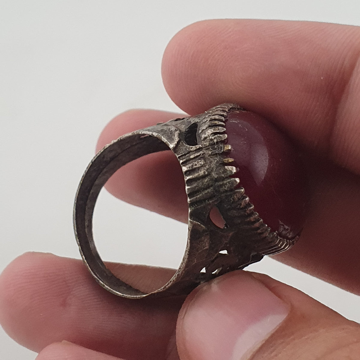 Ancient Rustic Heritage Agate Stone Ring Traditional Brass Design