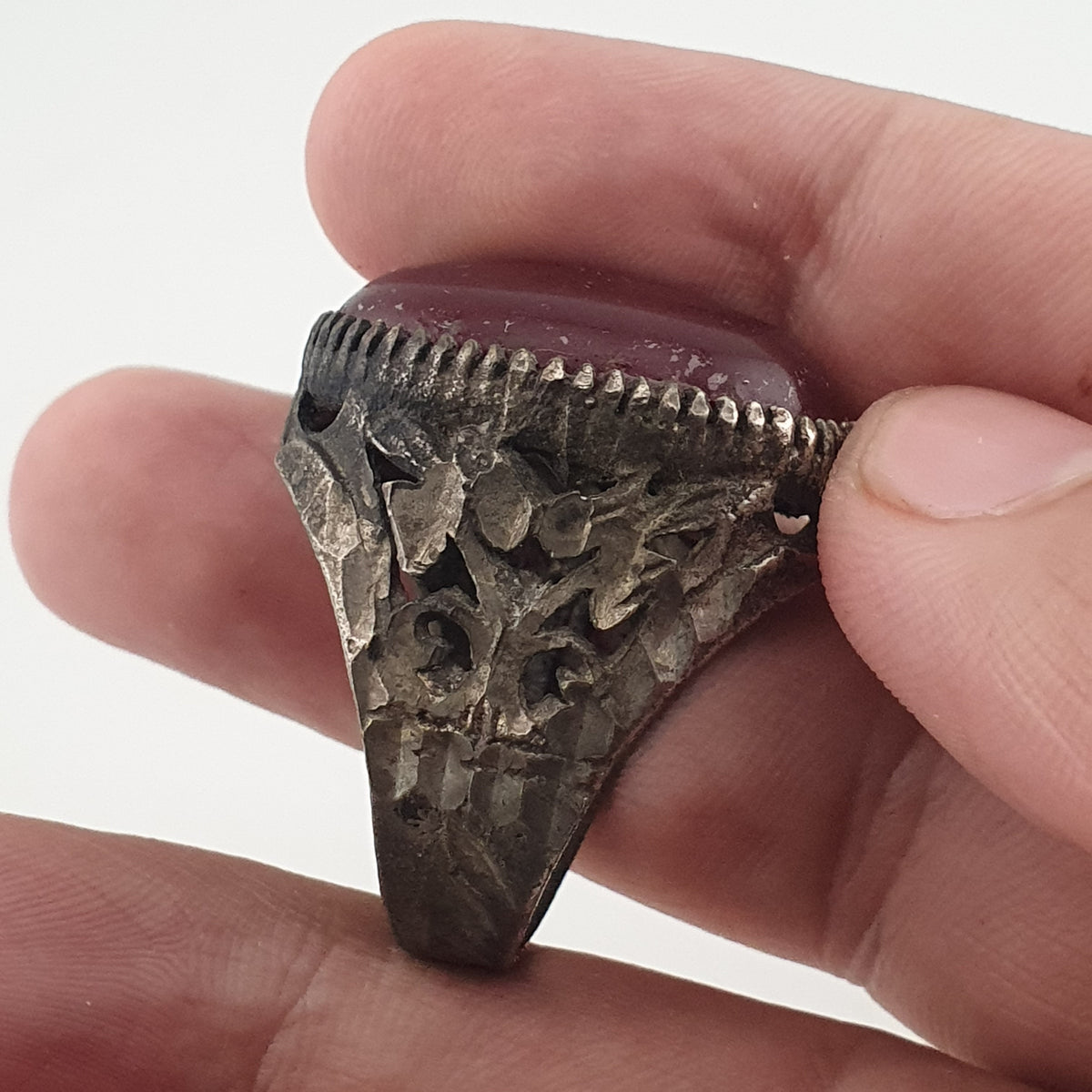 Ancient Rustic Heritage Agate Stone Ring Traditional Brass Design