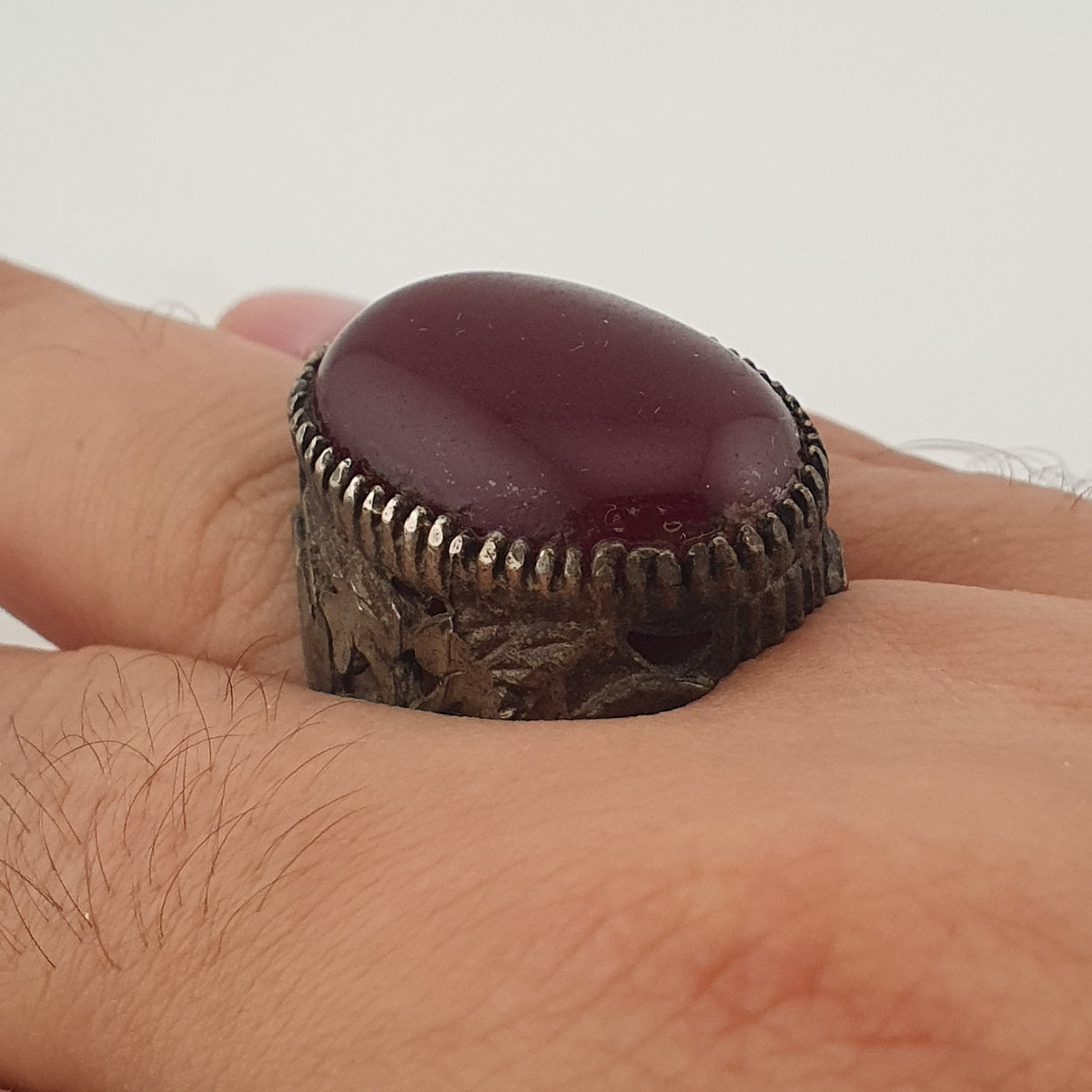 Ancient Rustic Heritage Agate Stone Ring Traditional Brass Design