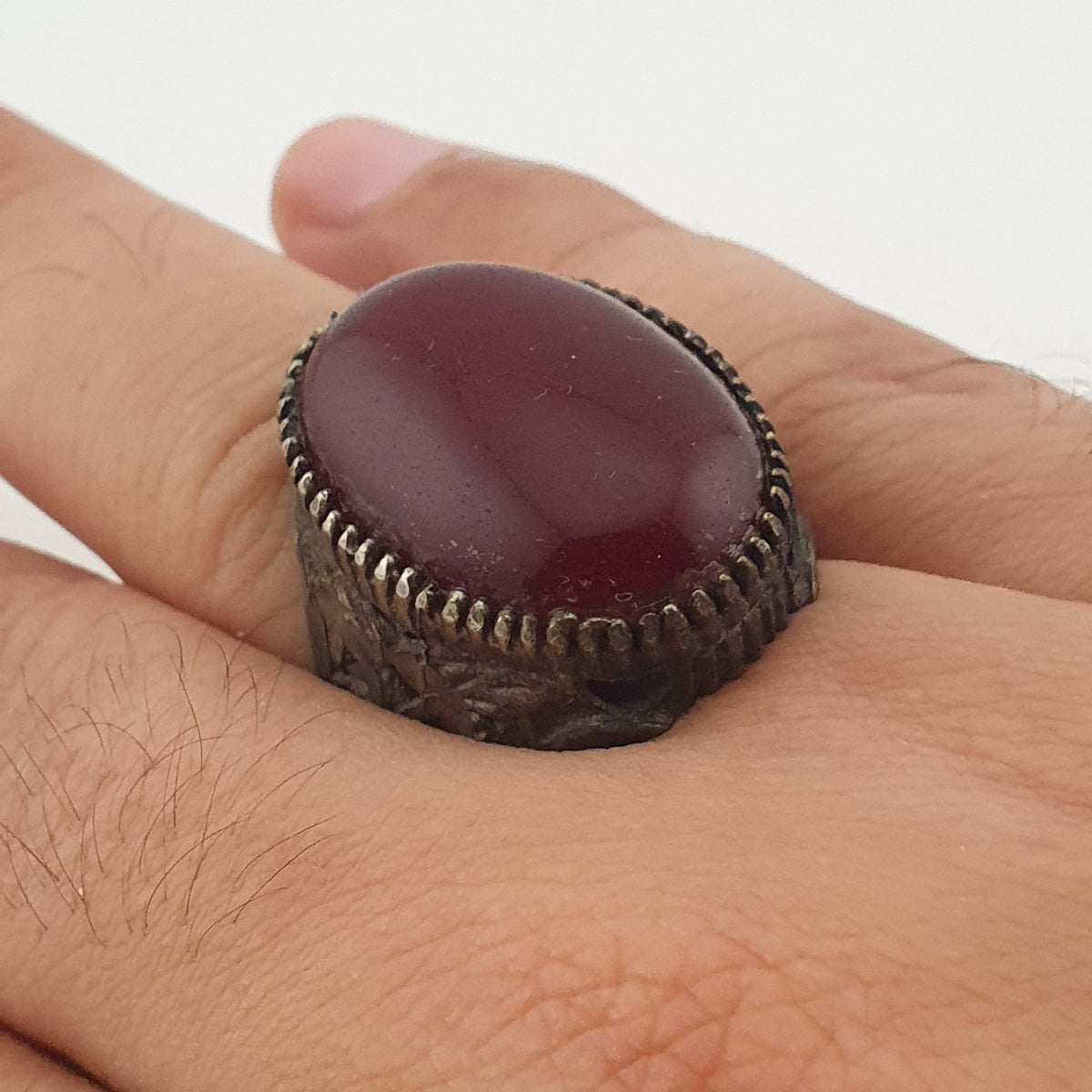 Ancient Rustic Heritage Agate Stone Ring Traditional Brass Design